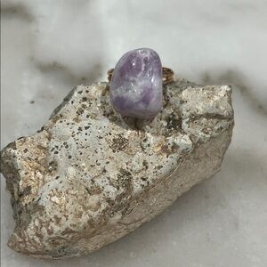 Purple Kunzite Stone Steel Ring